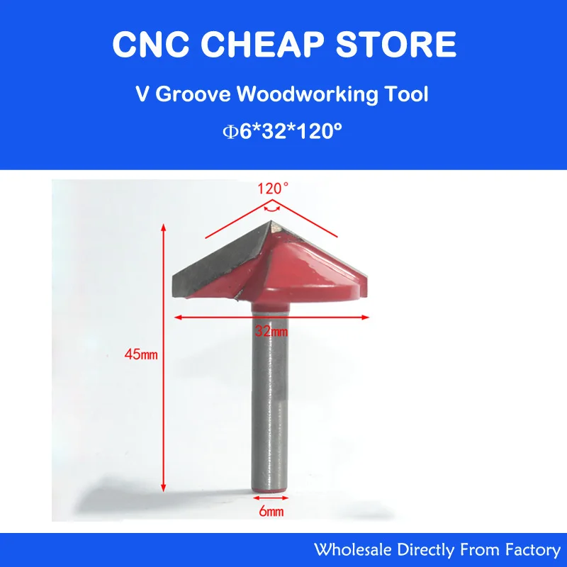 Бесплатная доставка гравировальный станок с ЧПУ V-образный паз 6 мм x 32 120 градусов