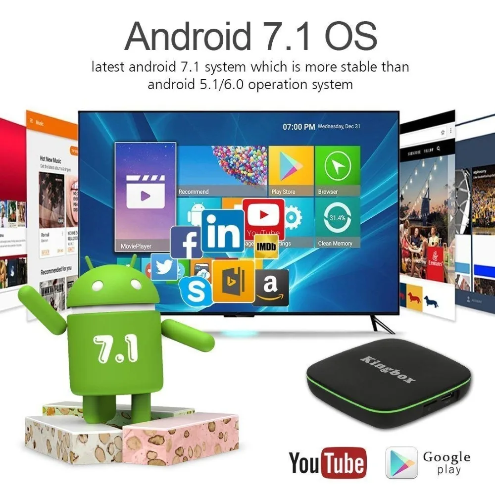 [2018 версия] Leelbox Android ТВ коробка K1 7 1 с поддержкой 4 K (60 Гц) Полный HDMI/H.265/Bluetooth 0/Wi Fi 2