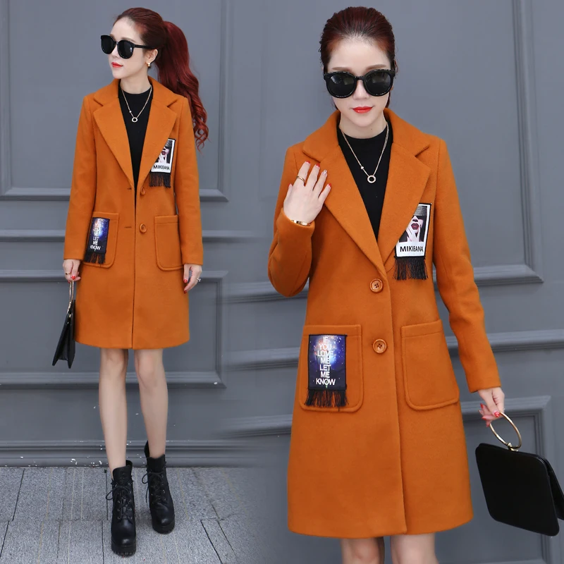 2019 новая зимняя средней длины куртка Для женщин пальто толстый серый Шерстяное