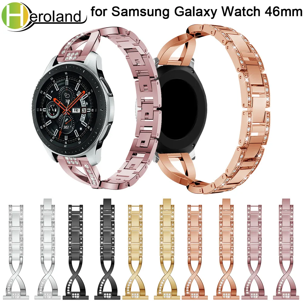 Ремешок из нержавеющей стали для Samsung Galaxy watch 46 мм сменный Браслет со стразами