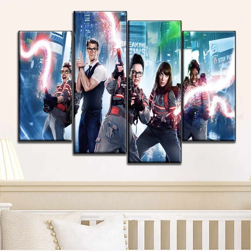 Новые 4 шт. модульная арт Стиль фильмов Ghostbusters топовых печатные картины холст