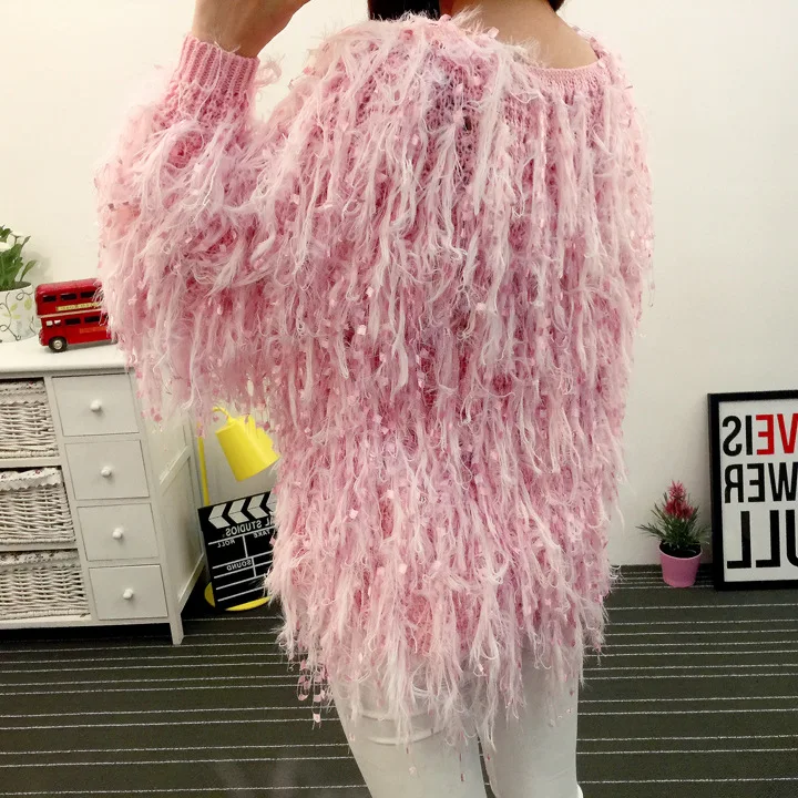 2020 Top Fashion New Women free Shipping 2021 Autumn And Winter Sweet Sweater Handmade Tassel Knit Long-sleeved | Женская одежда