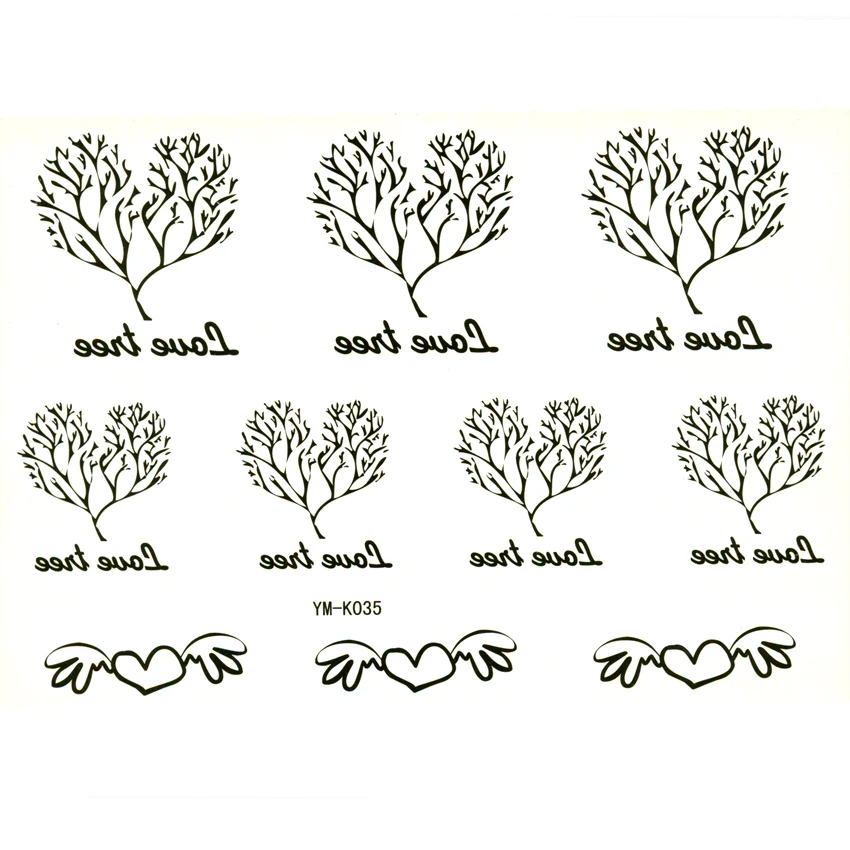 Водонепроницаемые Временные татуировки Love tree для мужчин harajuku mqquiagem tatoos henna tattoo