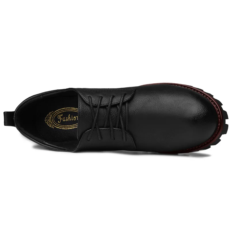 Women's Spring 2017 Vintage Waxed Upper Platform Mid Heels Height Increase Office Work Travel Lady Bootie Ankle Boots Shoes | Обувь