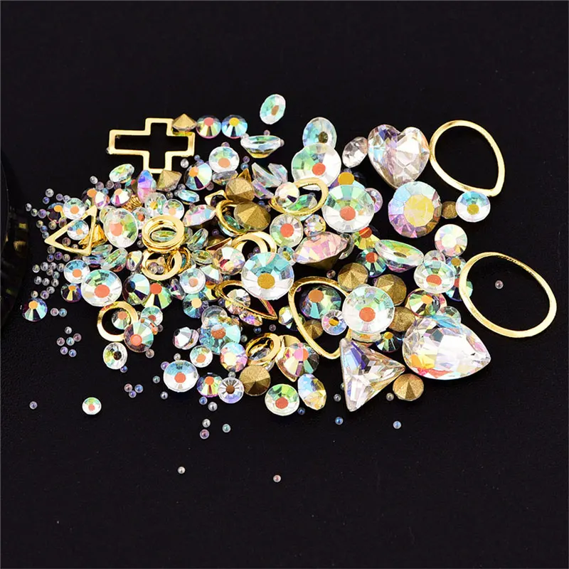 07 DIY 3D дизайн ногтей Bling алмаз деко Красочные смешанные микро бусины драгоценный камень круг блеск кристалл AB не горячей фиксации Стразы - Цвет: 07