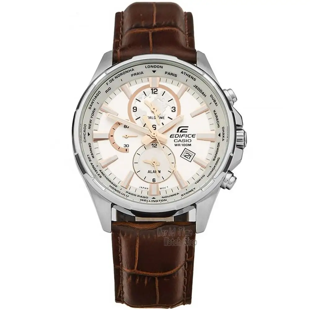 EFR304L7A-1 Часы Casio Edifice мужские часы Лучший бренд класса люкс 100м Водонепроницаемые наручные часы Светящиеся мужские часы кварцевые Спортивные часы военные водолазные мужские часы Dual Time Classic Multi-Hand Watch relogio - Цвет: EFR304L7A-1