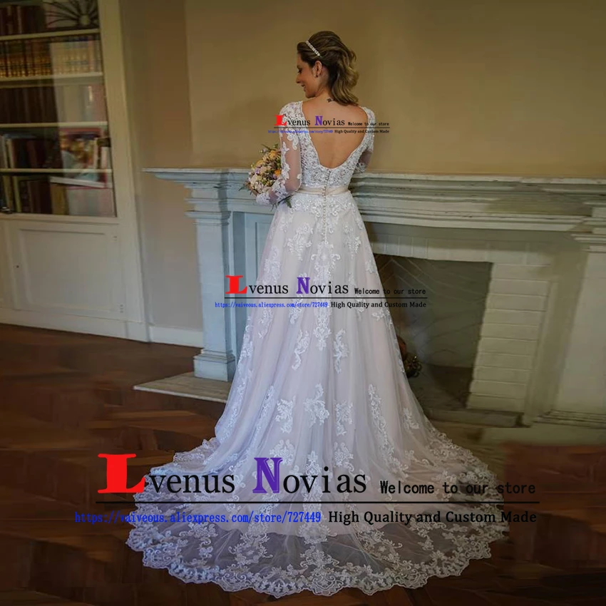 Сексуальное богемное свадебное платье с длинными рукавами Baackless Vestido De Noiva