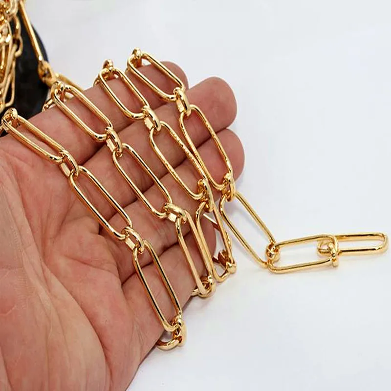 raw brass 24k Shiny Gold Chain.(.Nickel Safe Lead Safe)- 11x28mm BXB229-1