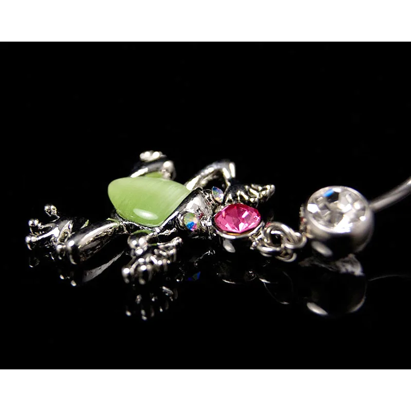 Модный красивый Сияющий драгоценный камень кольцо для живота нажмите кнопку