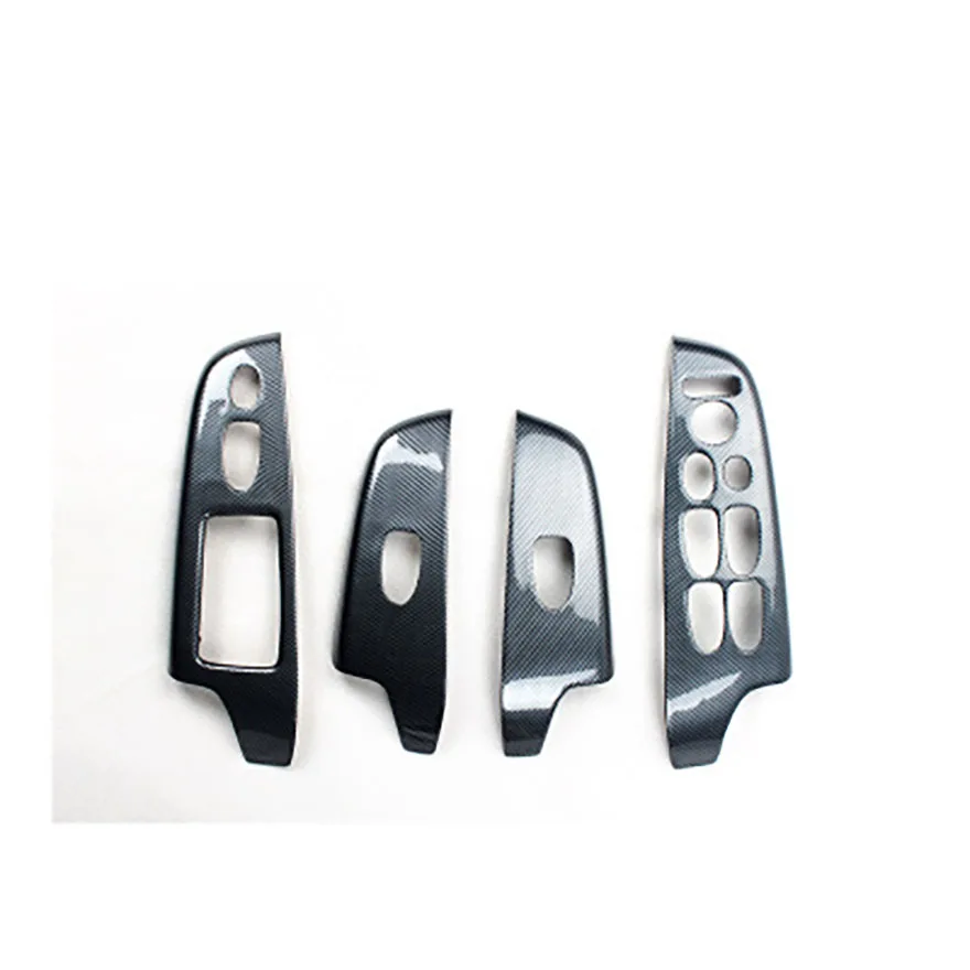 Для Honda Civic 2005 2006 2007 2008 2009 2010 2011 углеродное волокно дверные кнопки панель крышка автомобиля аксессуары стиль - Название цвета: Черный