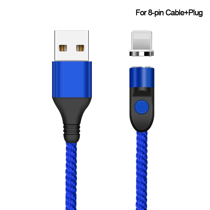 Blue For iPhone Магнитный Кабель зарядного устройства микро-usb type C 3A зарядный провод для iPhone x xr oneplus 6t samsung s9 Microusb шнур Кабели для мобильных телефонов - Цвет: Blue For iPhone