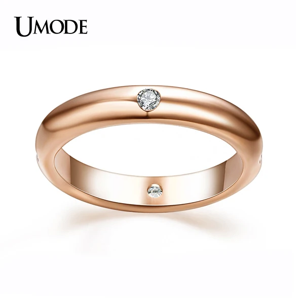 Umode 18 К роуз позолоченные полировать 4 шт. диаманта CZ флеш установка обручальное