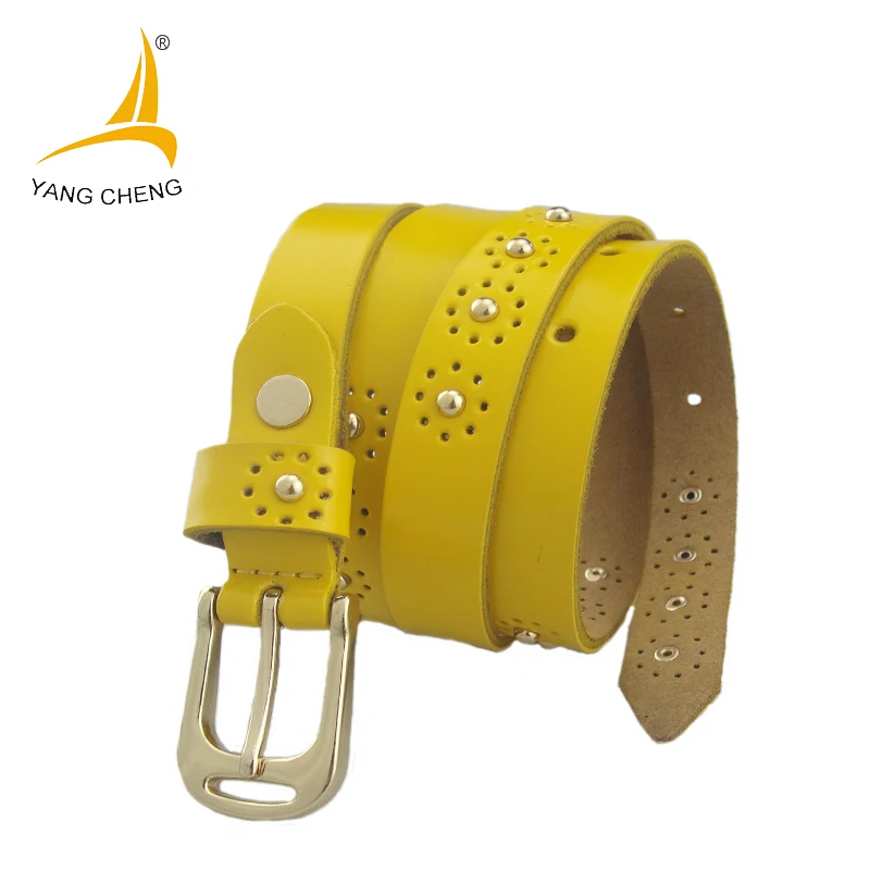 [CNYANGCHENG]yellow womens belt soft metals small narrow english tip leather 2017 new clothing fashion | Аксессуары для одежды