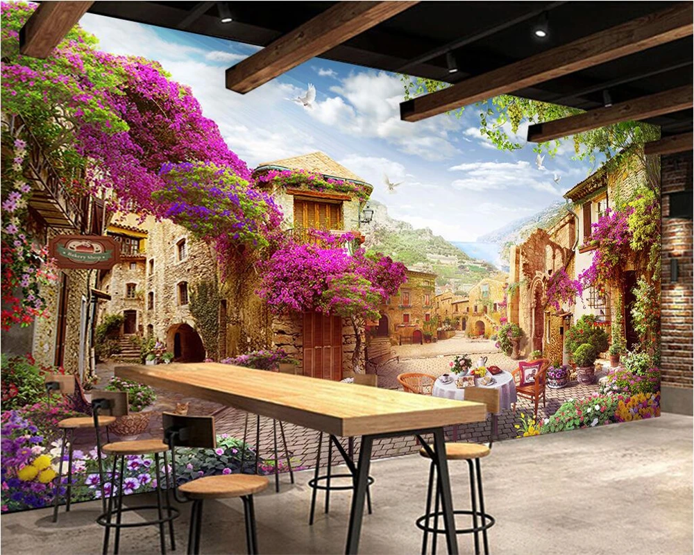 

Beibehang Custom wallpaper three-dimensional painting TV background retro European architecture landscape murals 3d wallpaper