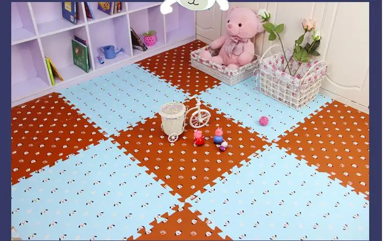 Игровой коврик для детей 30x30x1см с изображением животных собак кроликов кошек