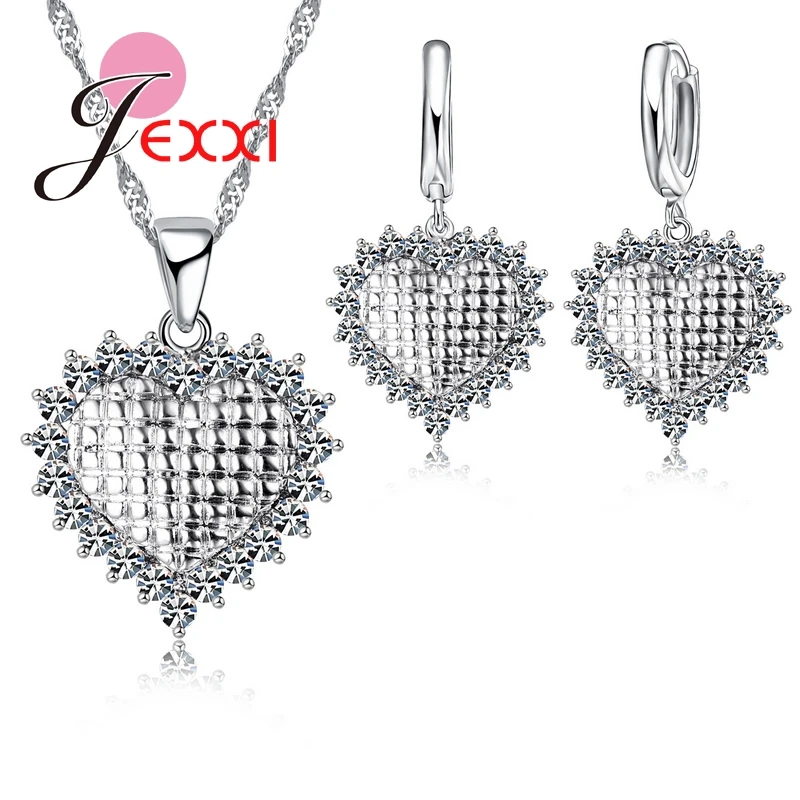 Комплект из колье и серёг серебра 925 пробы с фианитом|jewelry sets|bijoux setbijoux |