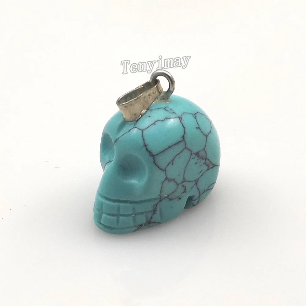 24 шт./лот подвески из натурального камня в форме черепа полудрагоценного для