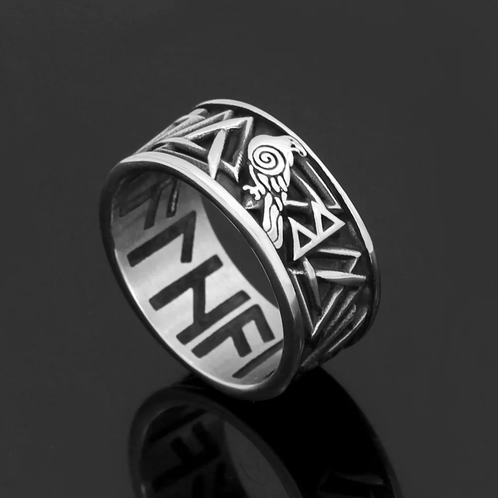 Скандинавский Викинг odin Ворон Huginn и Muninn valknut Рунический амулет кольцо из