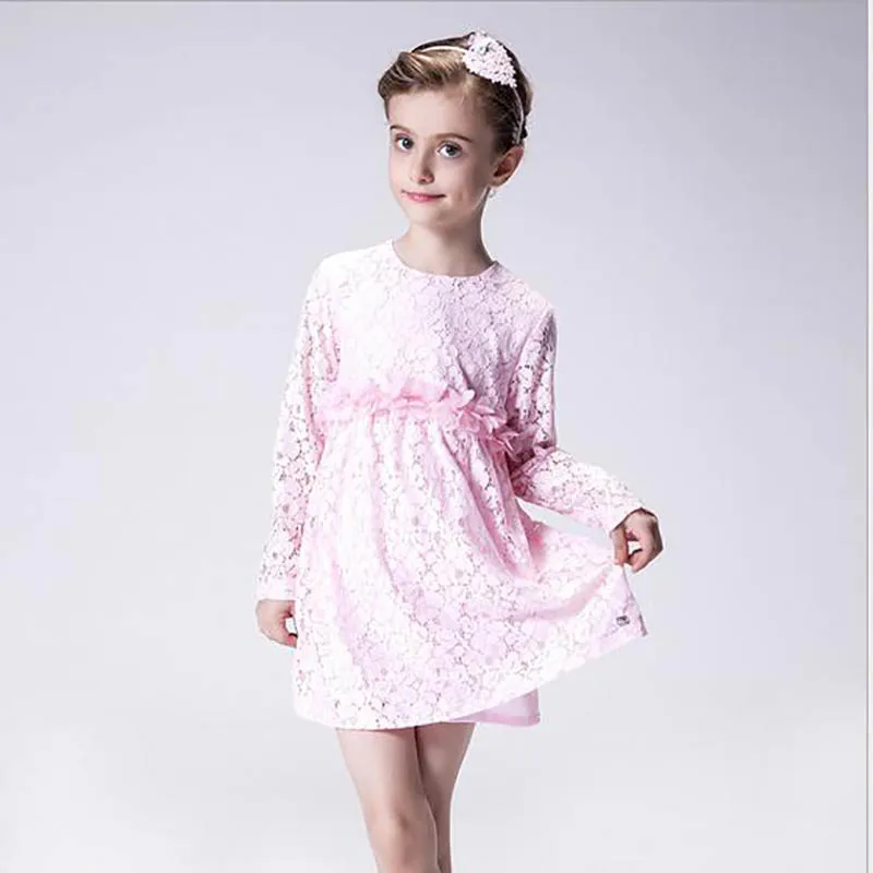 Baby girls dress long petal sleeve floral above knee mini kids clothing beading cute free shipping 2016 spring European style | Детская