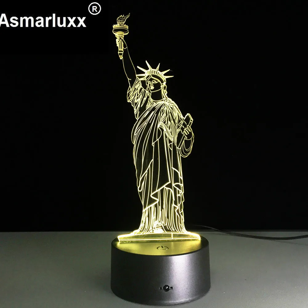 3D ночной Светильник US Liberty сменная лампа для настроения светодиодный светильник 5
