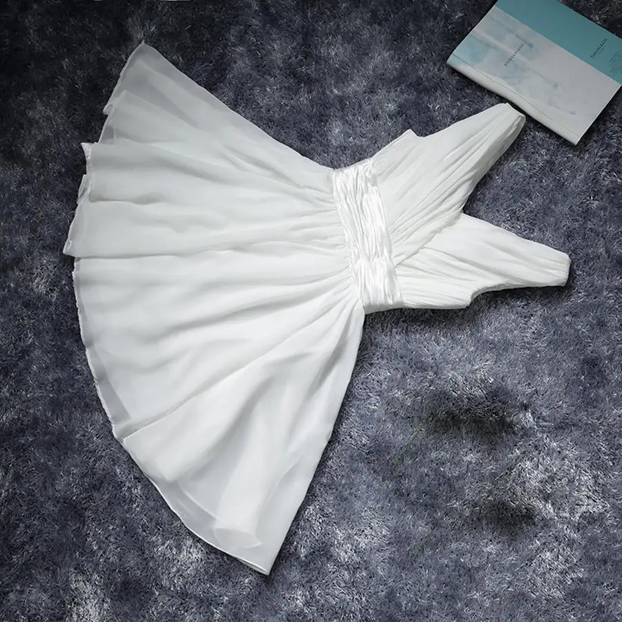 Robe De Roiree, два плеча, простой сплошной цвет, плиссированные шифоновые короткие вечерние платья, платье для матери невесты - Цвет: picture color