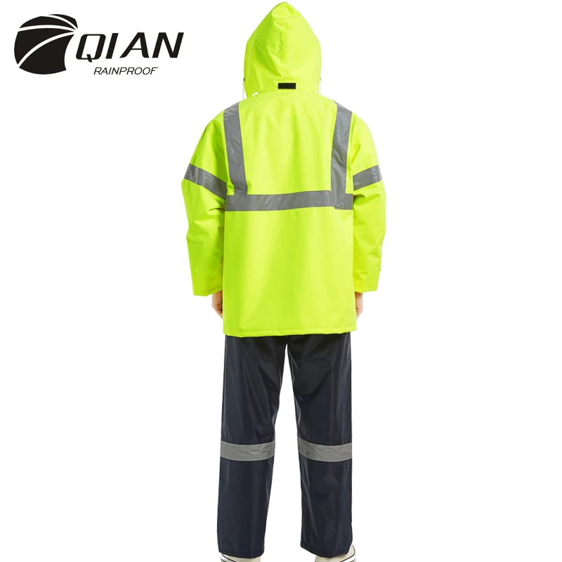 QIAN Motorcycle Rain Thick Police Gear Coat Man Women Yellow Impermeable Adult Wear Waterproof Suit For Fishing |