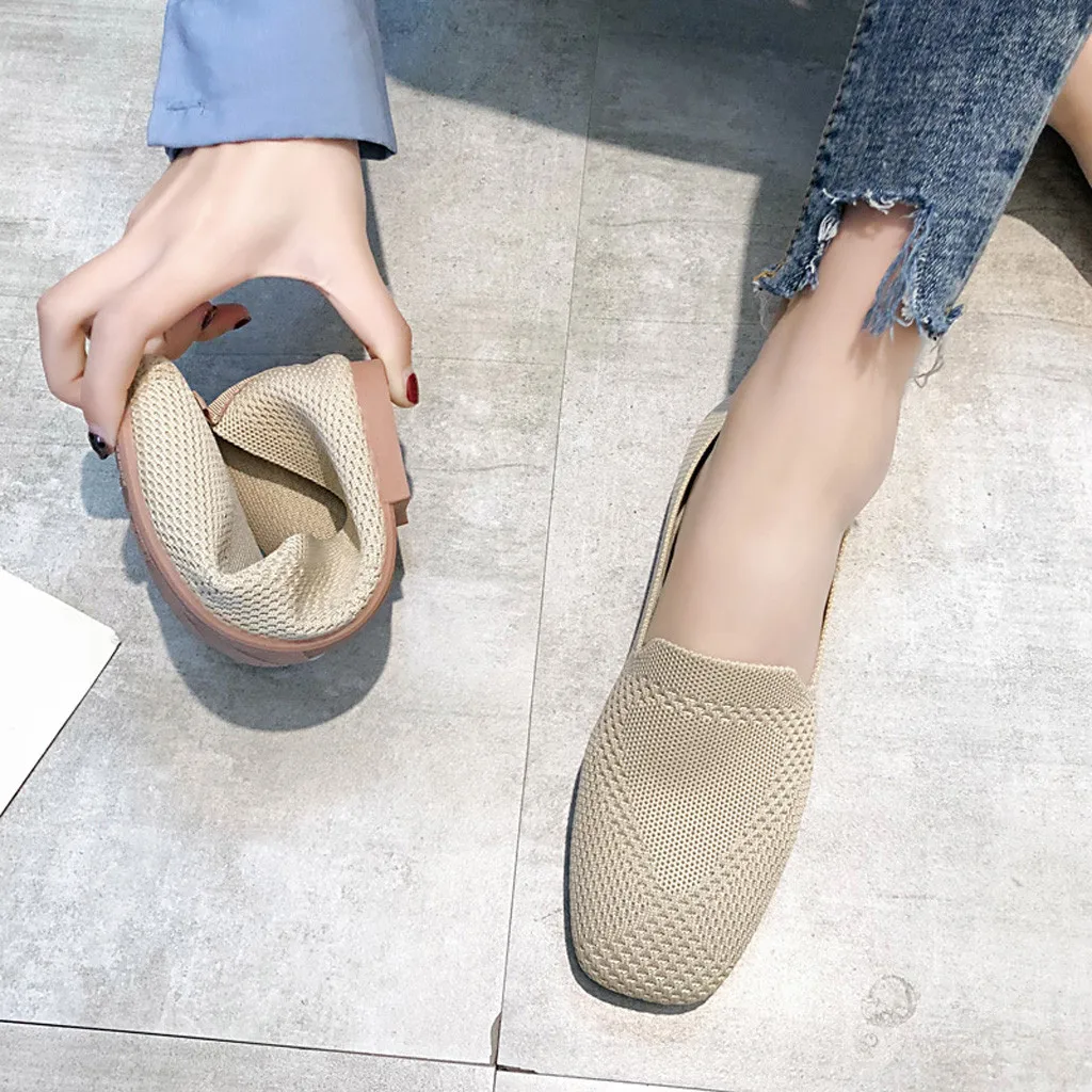 Женские лоферы; chaussures femme; обувь на платформе; дышащая тканая обувь на плоской подошве; женская обувь; Zapatos De Mujer; женская обувь с квадратным носком