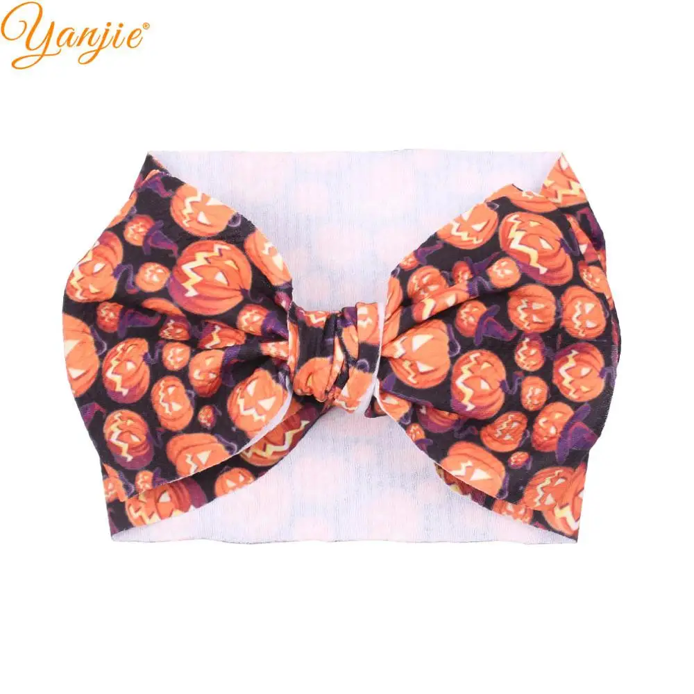 style 1-pumpkin Банты для волос на Хэллоуин, повязка на голову из вафельной ткани с принтом тыквы и призрака, Эластичные аксессуары для волос для девочек, вечерние, праздничные головные уборы - Цвет: style 1-pumpkin
