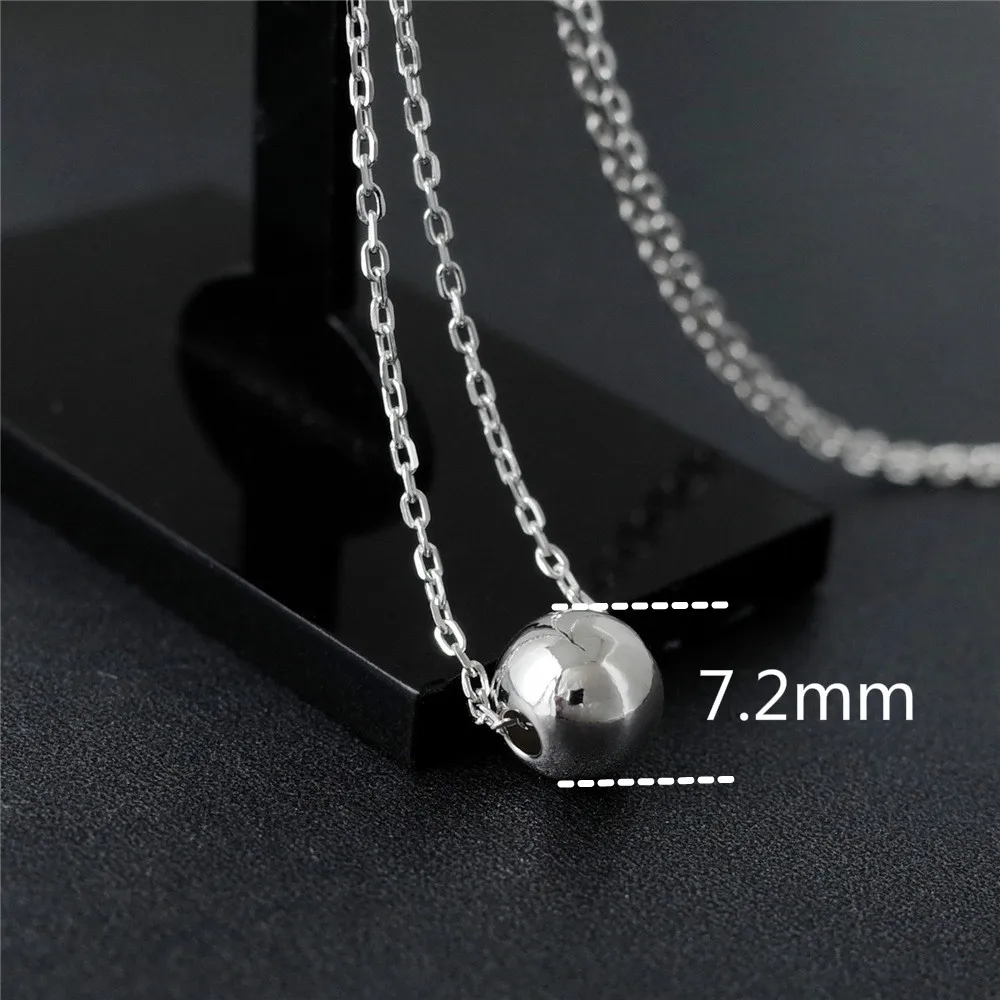 

Flyleaf 100% 925 Sterling Silver Turn Lucky Smooth Beads Necklaces & Pendants For Women Simple Lady Fashion Jewelry