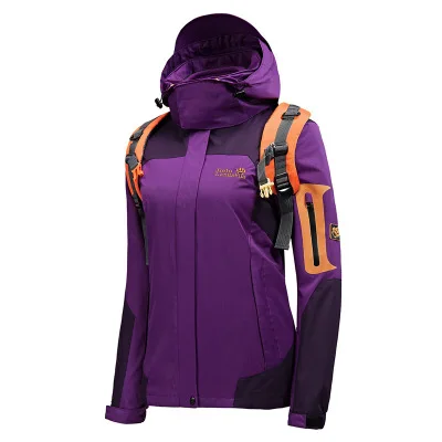 Women Purple Брендовая водонепроницаемая куртка для улицы, комплект из двух предметов, зимние Утепленные спортивные куртки для сноуборда, альпинизма, треккинга для мужчин и женщин - Цвет: Women Purple