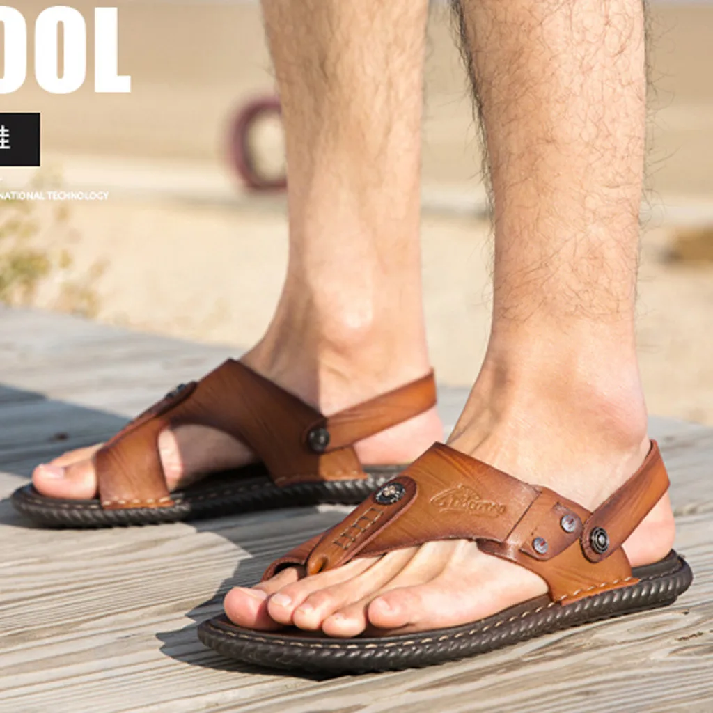 Мужские Вьетнамки летние мужские уличные сандалии из натуральной кожи Мужская