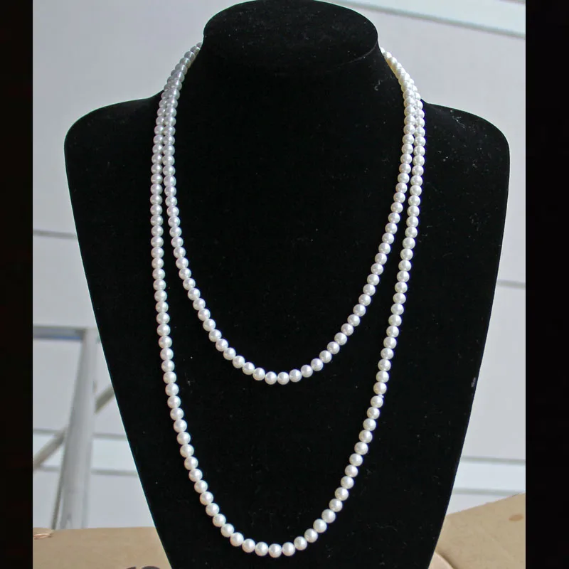 5-6mm natural pearl necklace 32inch round white sweater chain multi genuine light gift 925 silver clasp fine JEWELRY | Украшения и