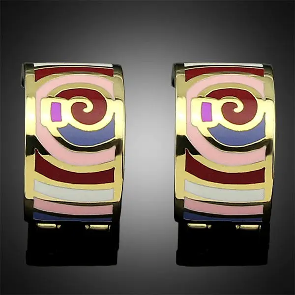 Роскошные керамические эмалированные серьги гвоздики золотого цвета свадебные