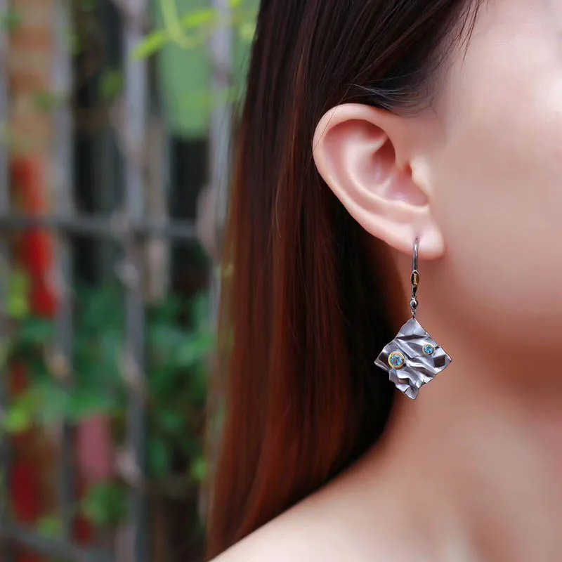 CSJ оригинальный дизайн топаз Висячие серьги 925 серебро для женщин вечерние