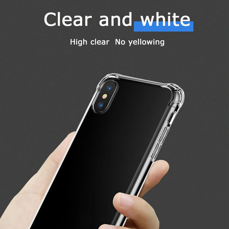ROSINOP Airbag Transparent TPU Case For iphone 7 6 8 Original Anti-knock Soft Full Covers xs max x xr |