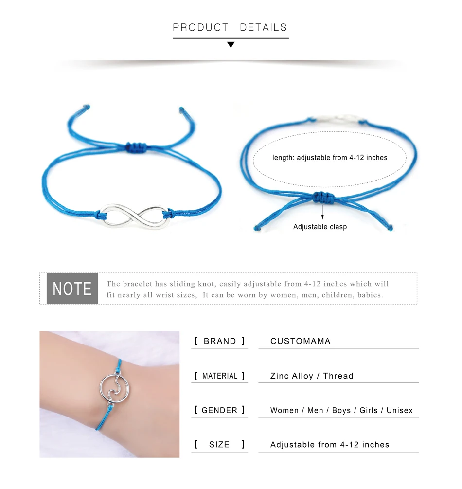 Браслет с подвеской в виде морской звезды многоцветная веревка Регулируемая