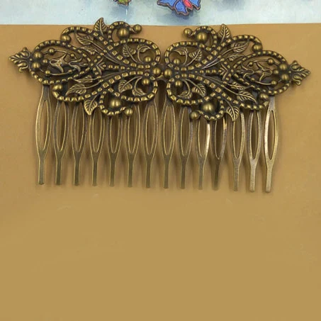 Antique Bronze Винтажная бронзовая Расческа с 14 зубцами, ювелирные изделия для волос, Очаровательная Женская заколка с цветочным мотивом, заколки для волос, заколки в стиле ретро, модная одежда для волос - Окраска металла: Antique Bronze