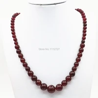 fashion chains necklaces 6 14mm red natural stone created beads round jewelry making design hand made ornament women girls gifts