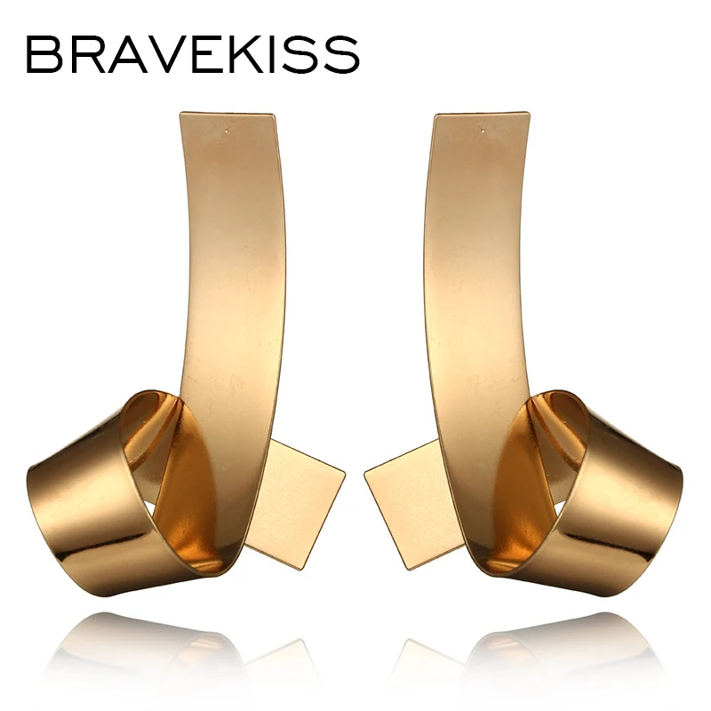 BRAVEKISS новые серебристые витые длинные серьги для женщин Европейский стиль