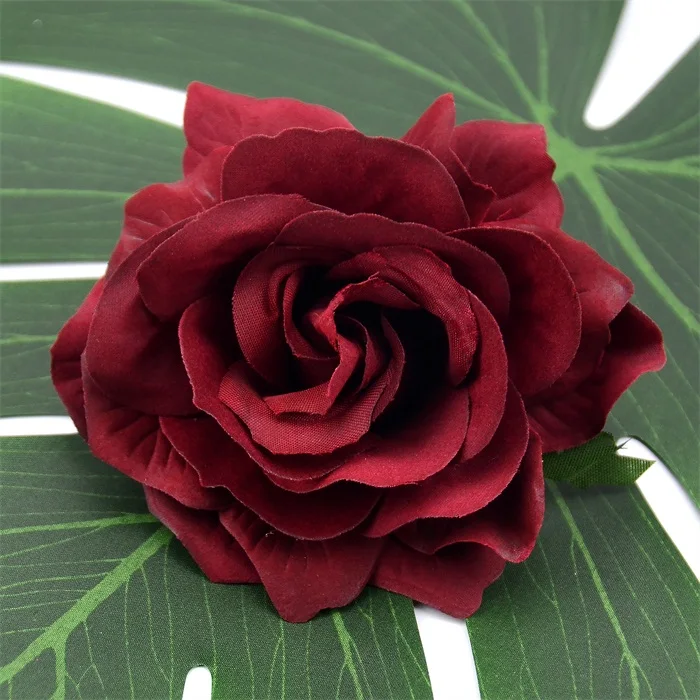 Deep red 30 шт. большие искусственные белые розы шелковые головки цветов для украшения свадьбы DIY ВЕНОК Подарочная коробка Скрапбукинг искусственные поддельные цветы - Цвет: Deep red