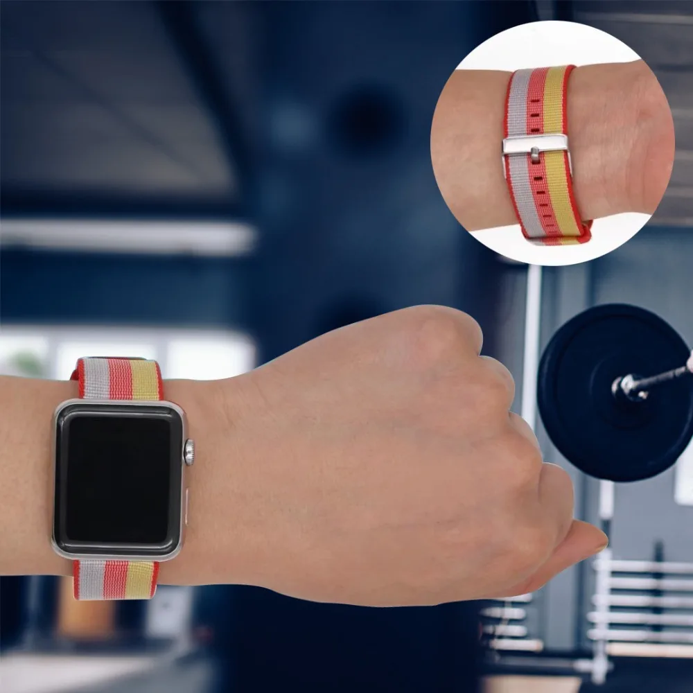 Браслет для apple watch series 5 4 3 1 2 тканый нейлоновый ремешок 42 мм ремешок для iWatch 44 мм 40 мм 38 мм цветной узор Классическая пряжка