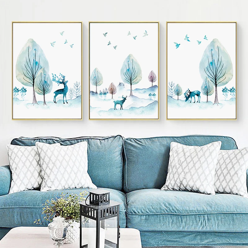 Настенная картина с изображением леса и пейзажа, скандинавские постеры и принты для украшения дома, настенные картины для украшения гостиной
