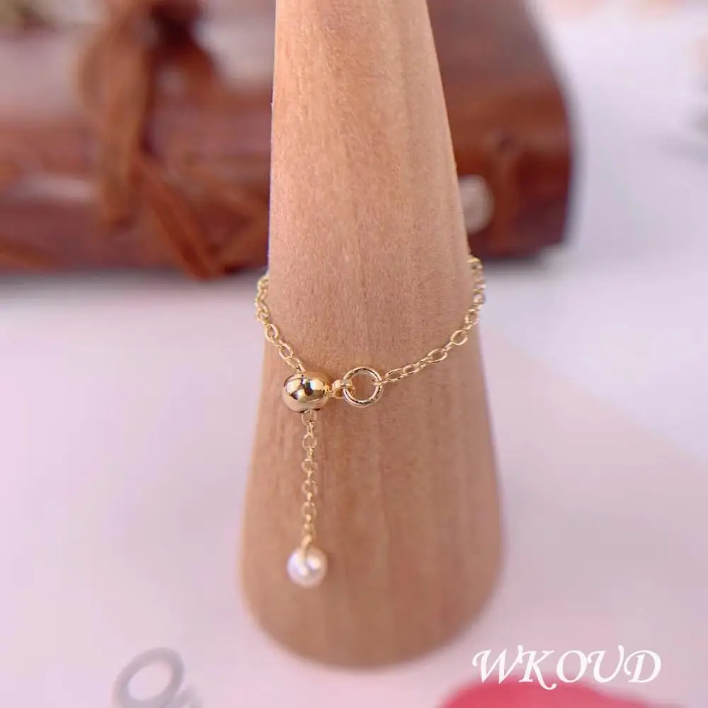 WKOUD Fine Pearl ювелирных изделий 14K GF натуральный круглый японский жемчуг акоя