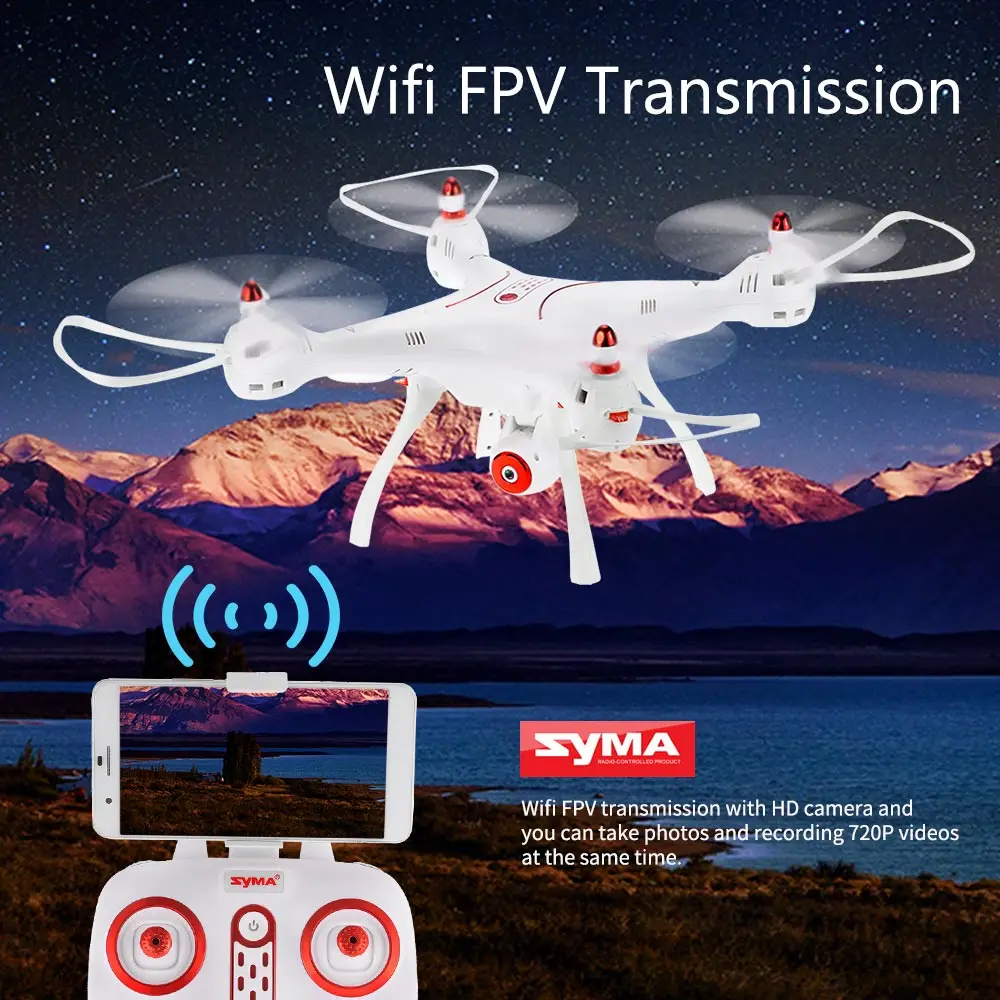 Квадрокоптер Syma X8SW Wi Fi FPV 720P HD камера 2 4G 4CH 6 осевой с барометром высота RTF|rc