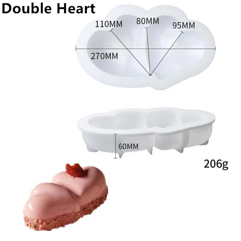 Double Heart SHENHONG оливковый торт форма силиконовая форма для формы для выпечки Жаростойкие формы для духовки Шоколадные инструменты Кондитерские сковороды украшения торта - Цвет: Double Heart