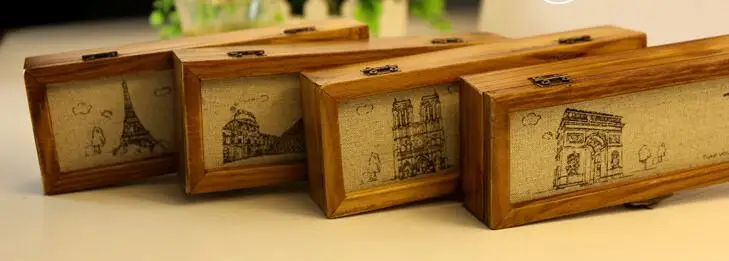 Винтажный чехол для карандашей с деревянной башней школьников известный