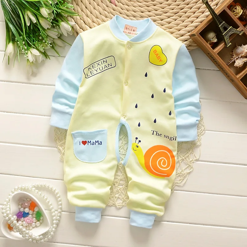 BibiCola Spring Newborn Baby Costumes Jumpsuit Toldder Children Pajamas Long Sleeved Romper Wear clothes suit | Детская одежда и