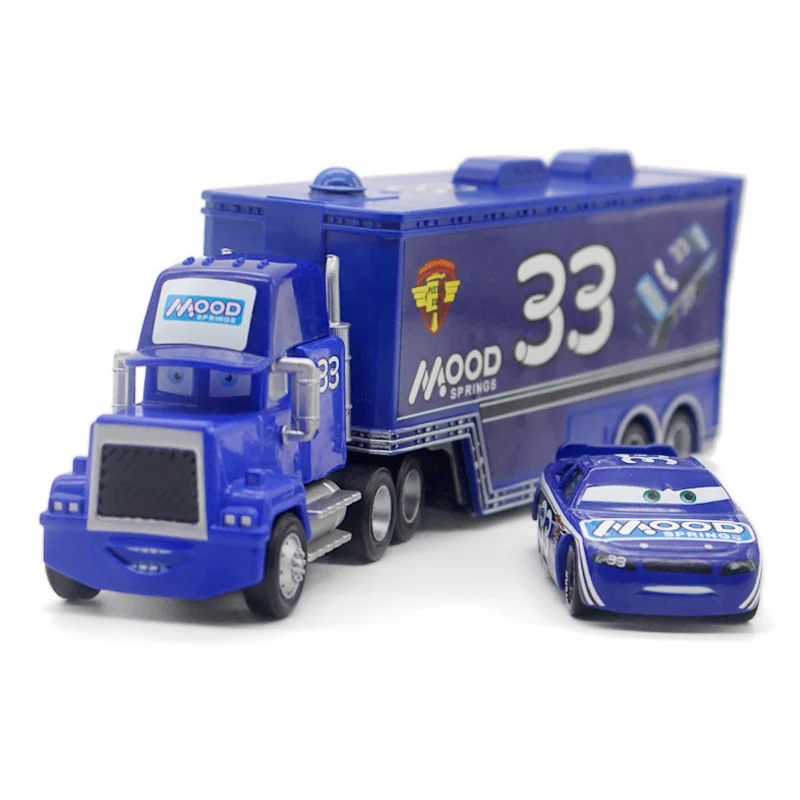 

Disney Pixar Cars 3 2pcs Chick Hicks Lightning McQueen Uncle Container Truck 1:55 Diecast Metal Modle Birthday Gift Toy For Kid
