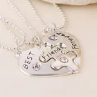 Рождественский подарок BFF заявление ожерелье из 3 предметов Best Friends Forever серебряного цвета ожерелья воротник дружеское Сердечко из очарование кулон подарок