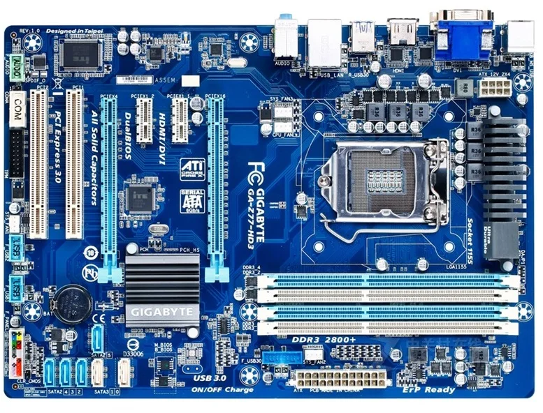 Оригинальная настольная материнская плата для Gigabyte LGA 1155 DDR3 i3 i5 i7 cpu 32 ГБ Z77